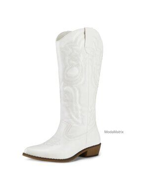 Cowboy Boots for Women Mid Calf Western Cowgirl Country Boots Embroidered